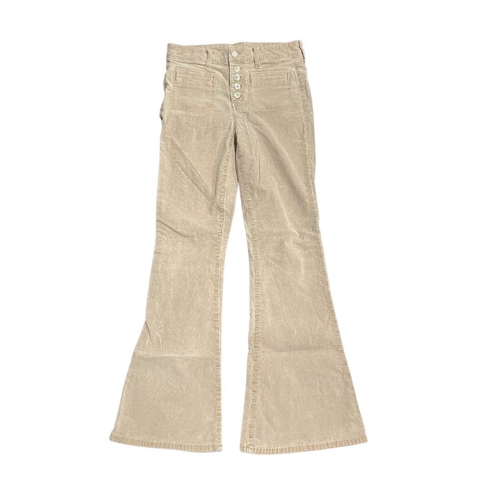 American Eagle Stretch Corduroy Super High Waisted Flare Pants SZ4 Y2K 90s Retro